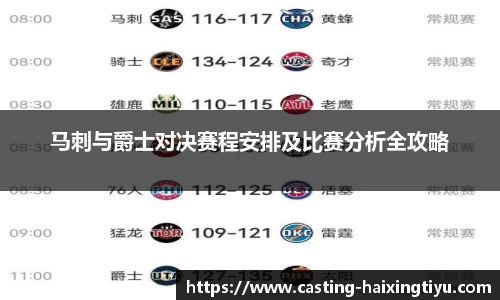 马刺与爵士对决赛程安排及比赛分析全攻略